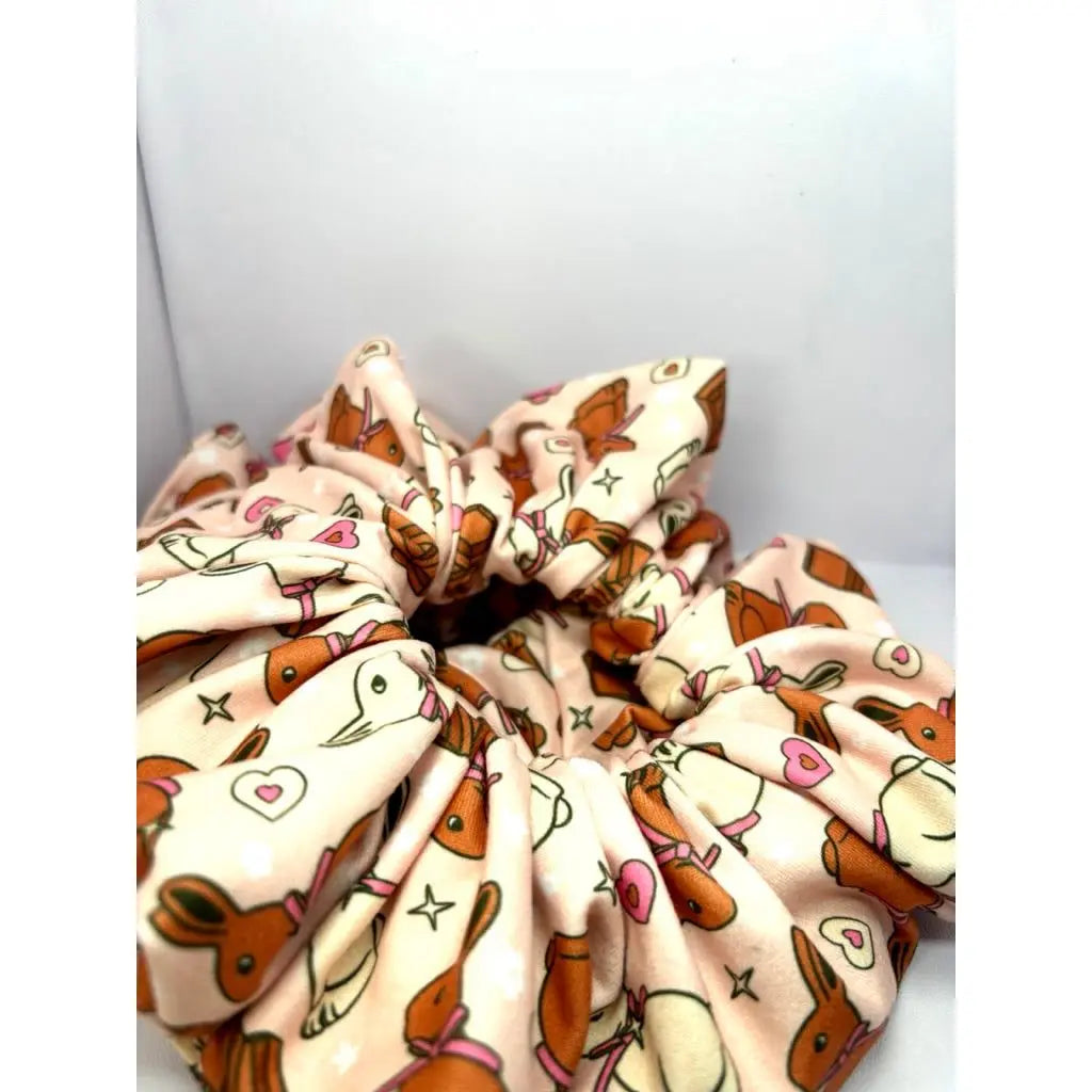 Chocolate Bunny Easter Poly Scrunchie Enchanted Scrunch