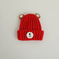 Autumn and winter children warm knitted hat cute bear candy color woolen hat Korean male and female baby warm hat trend