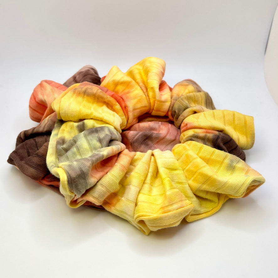 Orange & Yellow Tie Dye Ribbed Scrunchie Enchanted Scrunch