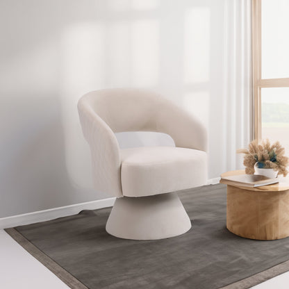 Swivel Accent Chair Armchair, Round Barrel Chair in Fabric for Living Room Bedroom, Beige V.I.P Digital Presence