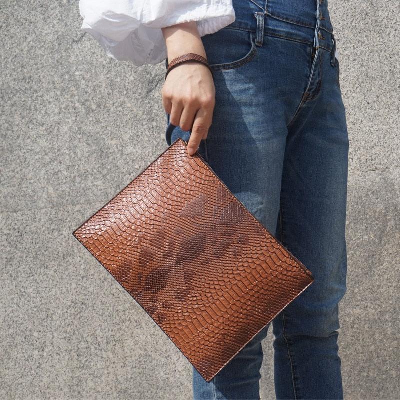 Python Luxe Clutch - Stylish Simulated Leather Clutch for Sophisticated Women Country in My Heart