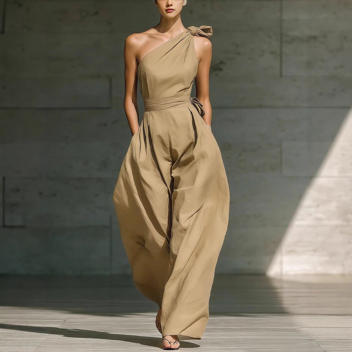 Women's Sleeveless Halter Neck Cinched Waist Slim Jumpsuit – 6 Colors S–2XL FitiqueFit