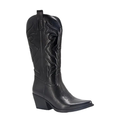 Vintage Women's Chunky Heel High Cowboy Boots