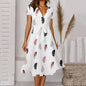 Fashionable Sexy V-Neck A-Line Dress with Belted Waist