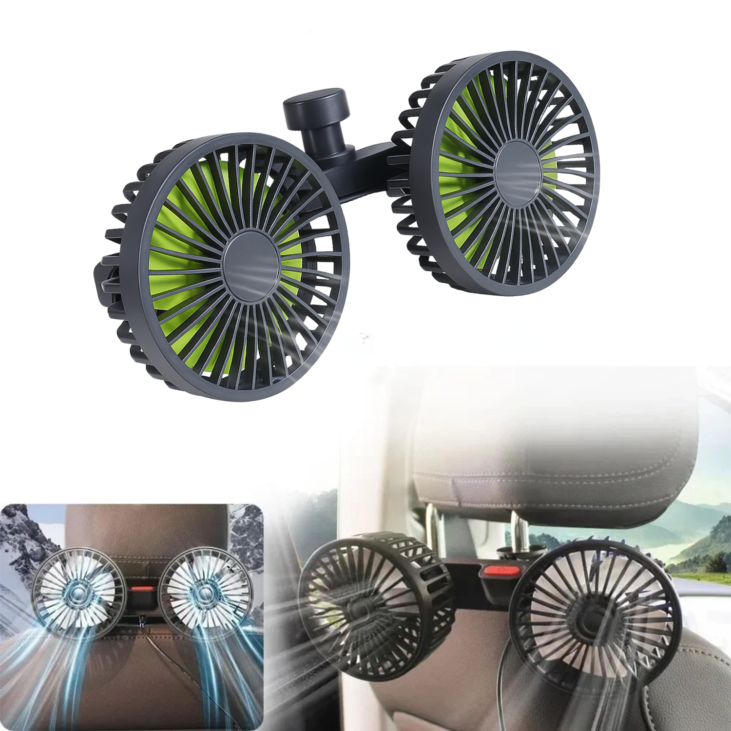 Dual-Head Fan for Car Seats ViralGalleria.com