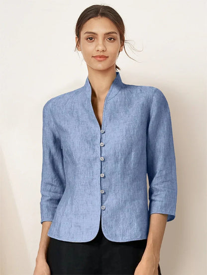 100% Linen Hand Button Fitted Jacket AMELIA LINTICO