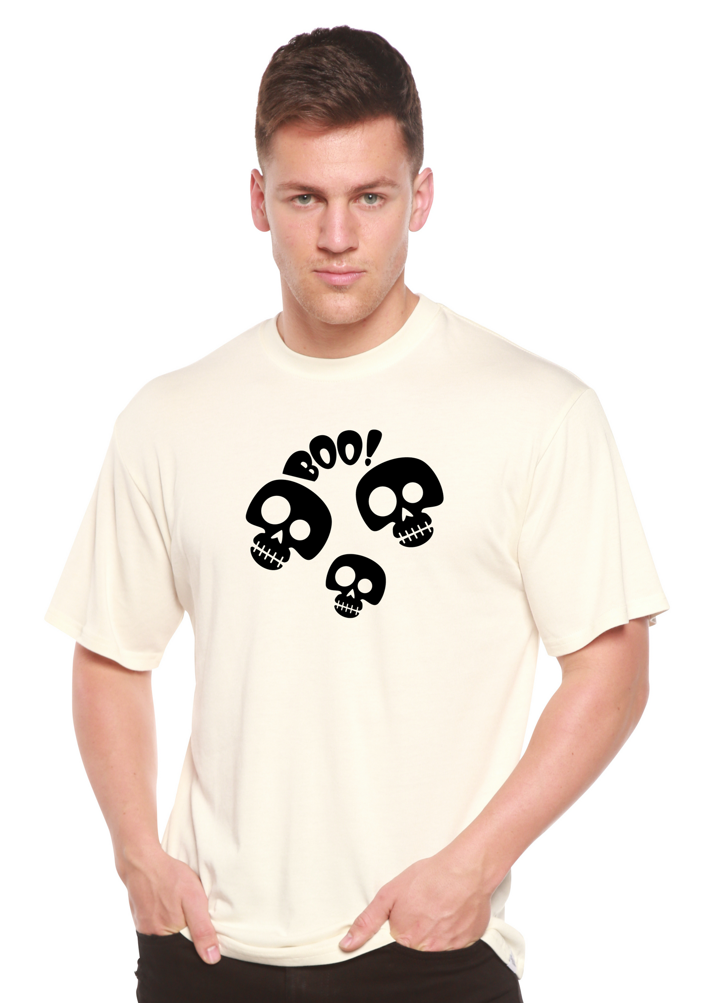 Halloween Boo Unisex Bamboo Viscose/Organic Cotton Short Sleeve Graphic T-Shirt Spun Bamboo