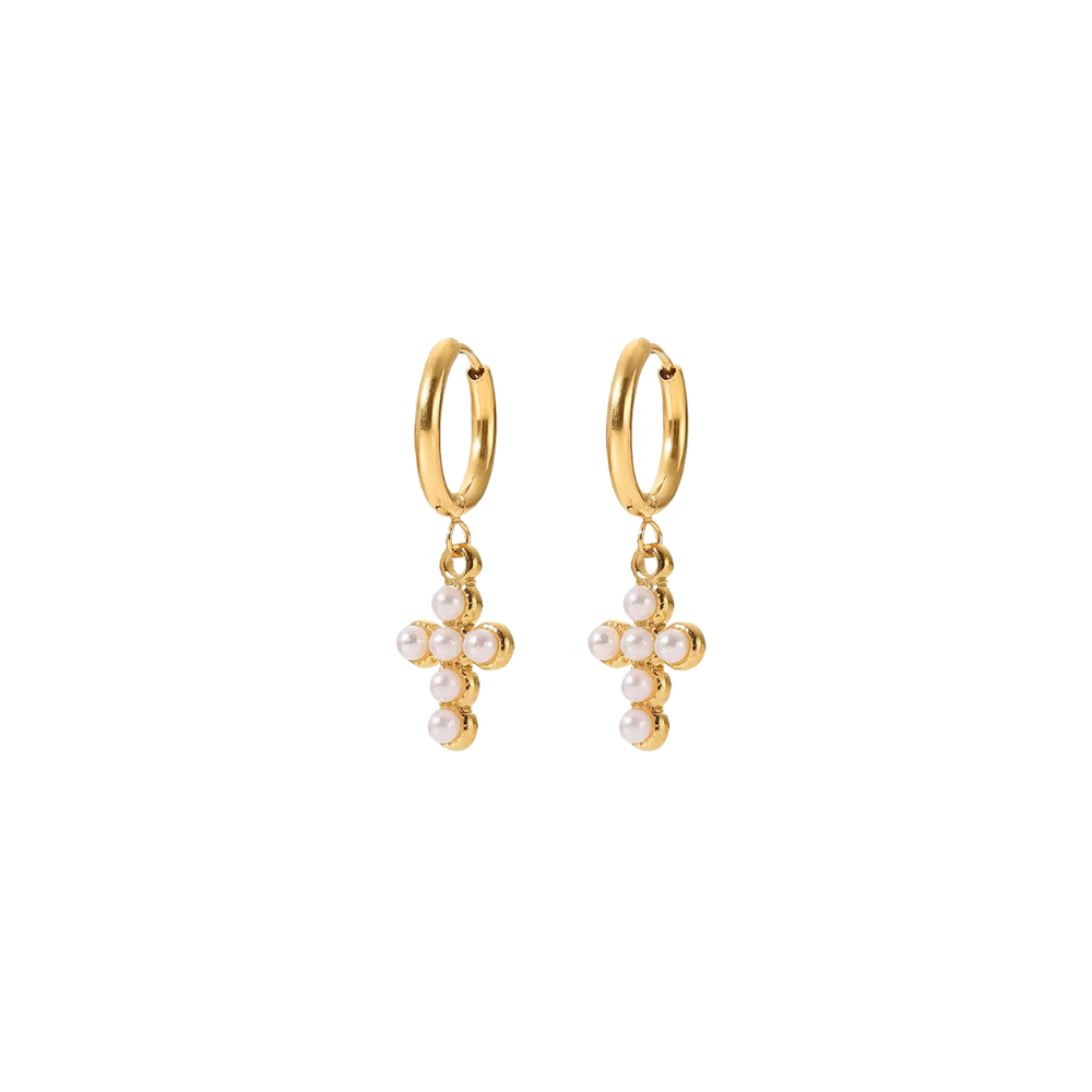 Pearl Cross Hoop Earrings ~ Deep South Originals Deep South Originals