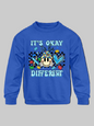 Boys it's Ok To Be Different Long Sleeve Smiley Face Crewneck Sweatshirt NicholesGifts