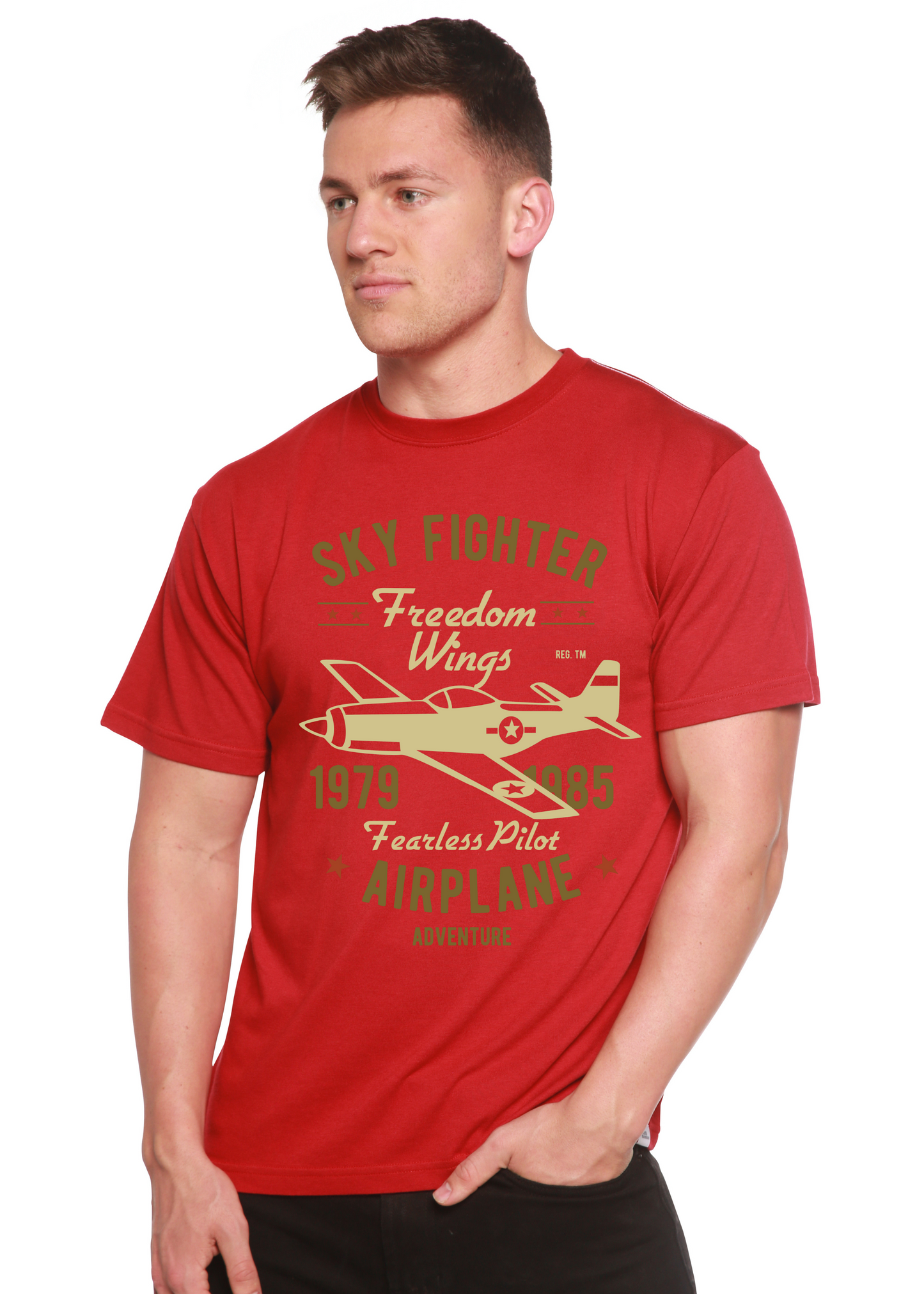Sky Fighter Spun Bamboo® Men's Bamboo Viscose/Organic Cotton Short Sleeve Graphic T-Shirt