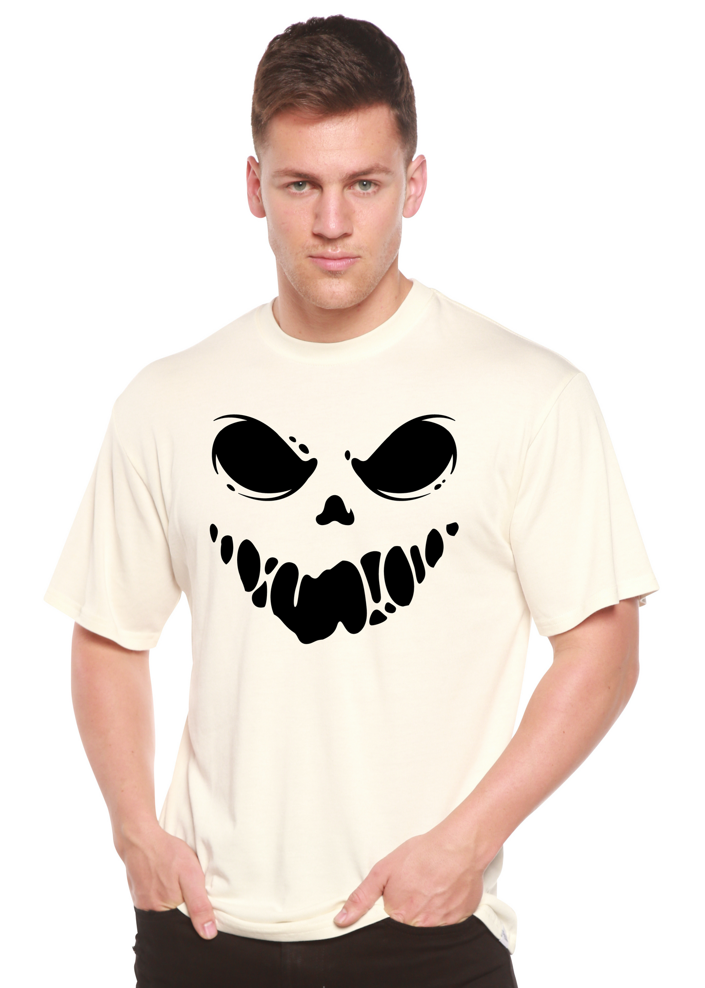 Halloween Boo Men's Bamboo Viscose/Organic Cotton Short Sleeve Graphic T-Shirt Spun Bamboo