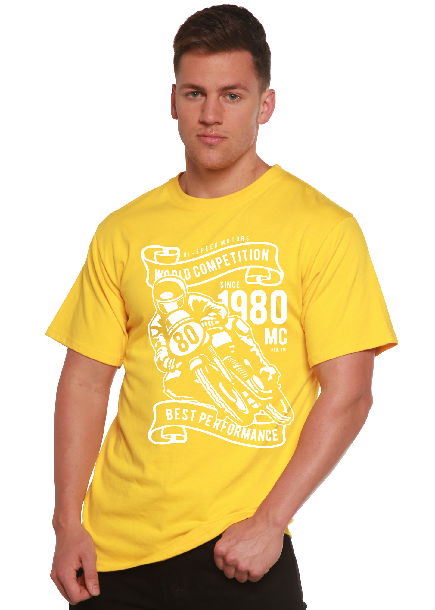 World Competition Men's Bamboo Viscose/Organic Cotton Short Sleeve Graphic Graphic T-Shirt Spun Bamboo