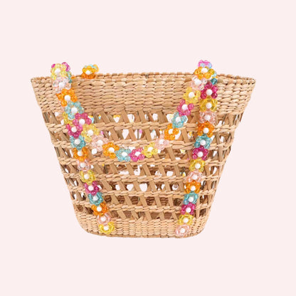 Beaded Beach Basket Tote By Jenna Lee