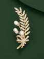Freshwater Pearl & Alloy Wheat Ear Brooch