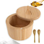 Bamboo Salt Box with Magnetic Lid and Spoon ViralGalleria.com