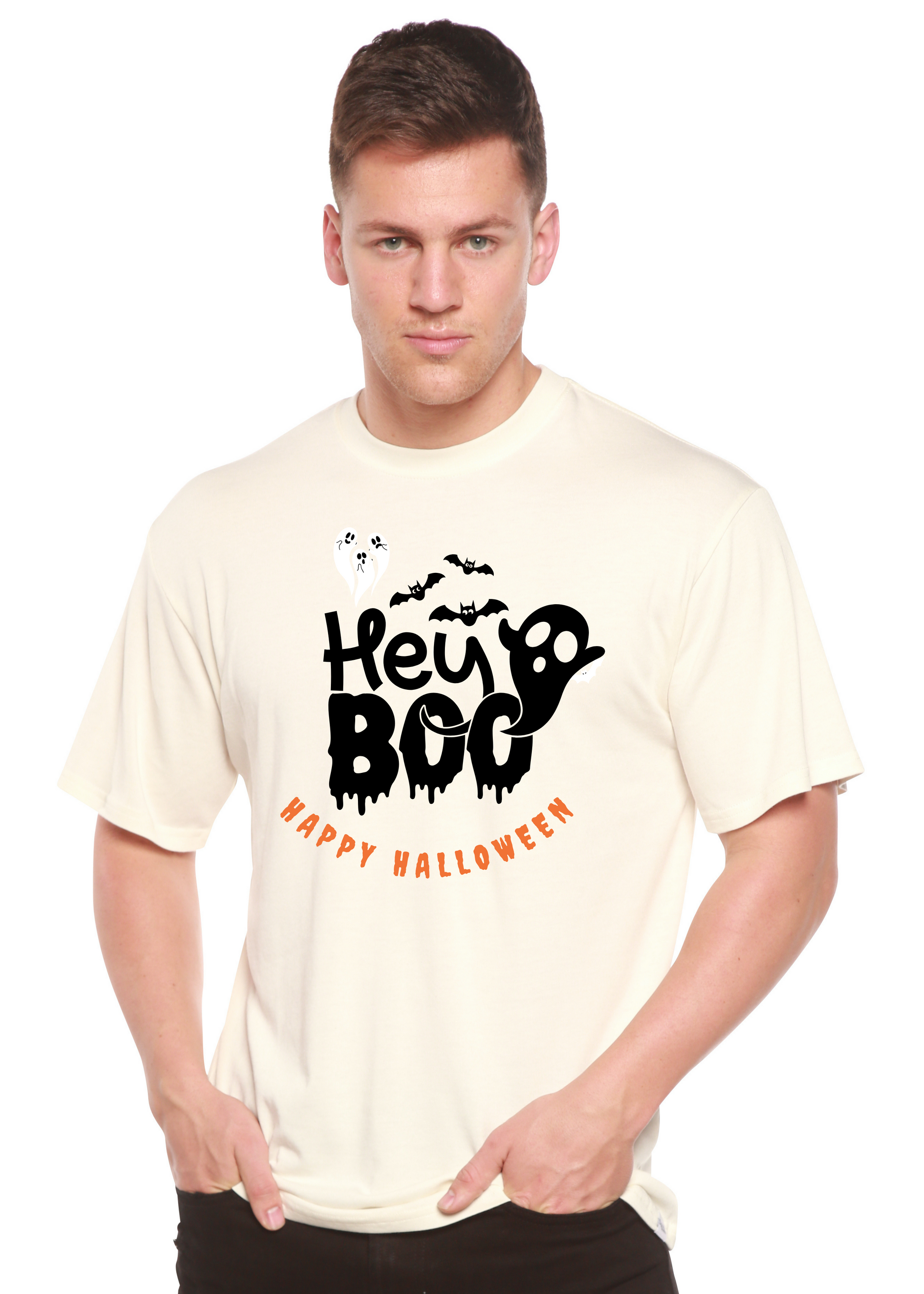 Hey Boo Men's Bamboo Viscose/Organic Cotton Short Sleeve Graphic T-Shirt Spun Bamboo