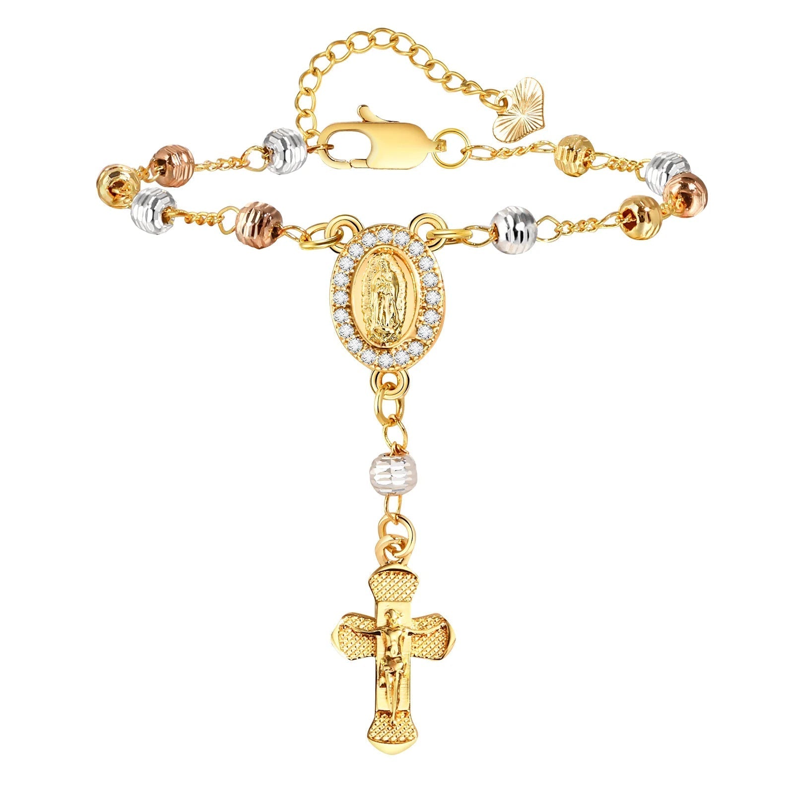 Tir-Color Rosary Cross Bead Charm Bracelet ViralGalleria.com