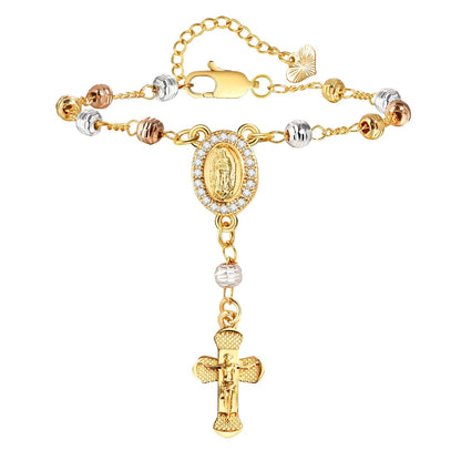 Tir-Color Rosary Cross Bead Charm Bracelet ViralGalleria.com