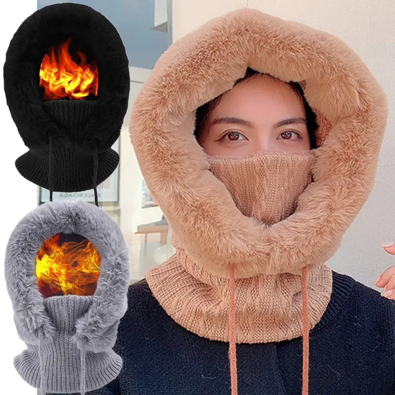 Thicken Knitted Fleece One-Piece Winter Scarf Mask ViralGalleria.com