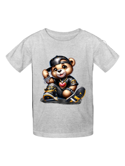 Boys Black Hat Teddy Bear Short Sleeve T-Shirt NicholesGifts