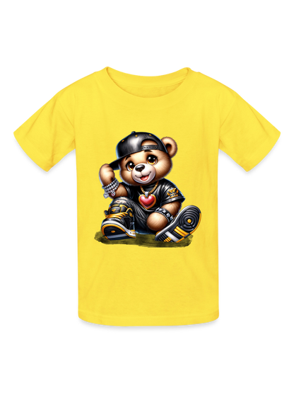 Boys Black Hat Teddy Bear Short Sleeve T-Shirt NicholesGifts
