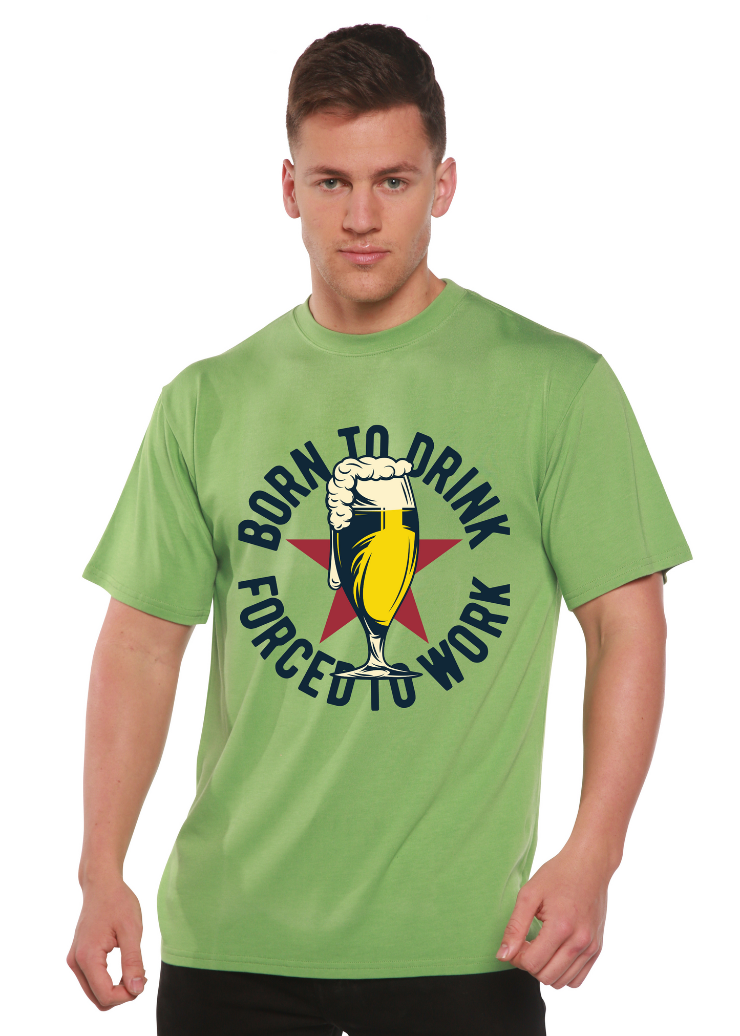 Born to Drink Men's Bamboo Viscose/Organic Cotton Short Sleeve Graphic T-Shirt Spun Bamboo