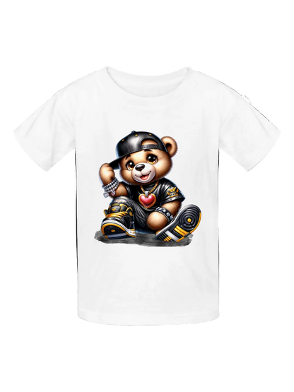 Boys Black Hat Teddy Bear Short Sleeve T-Shirt NicholesGifts
