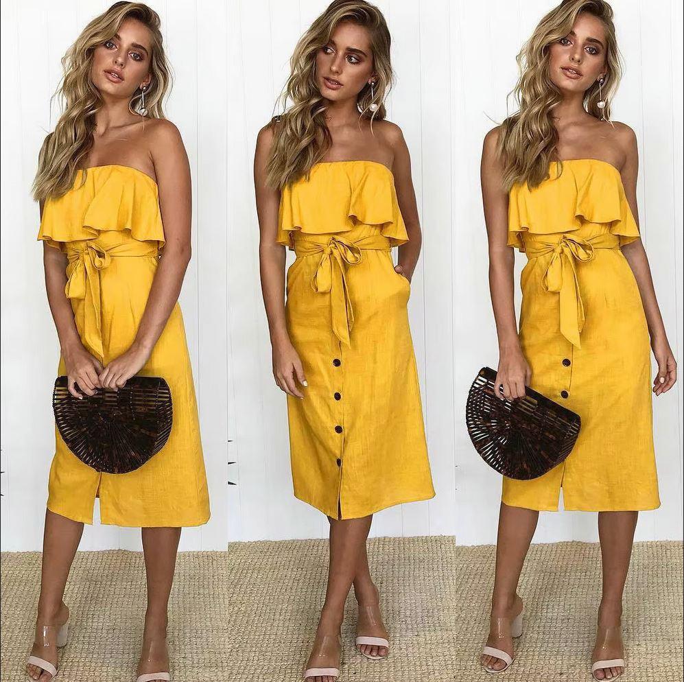 Summer Sun Strapless Button-Down Dress Country in My Heart