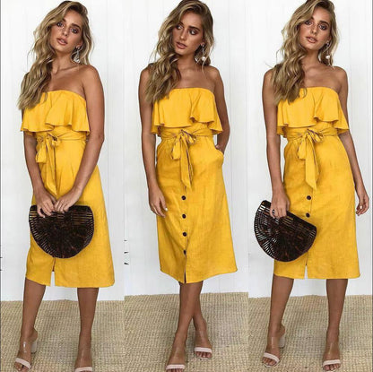 Summer Sun Strapless Button-Down Dress Country in My Heart