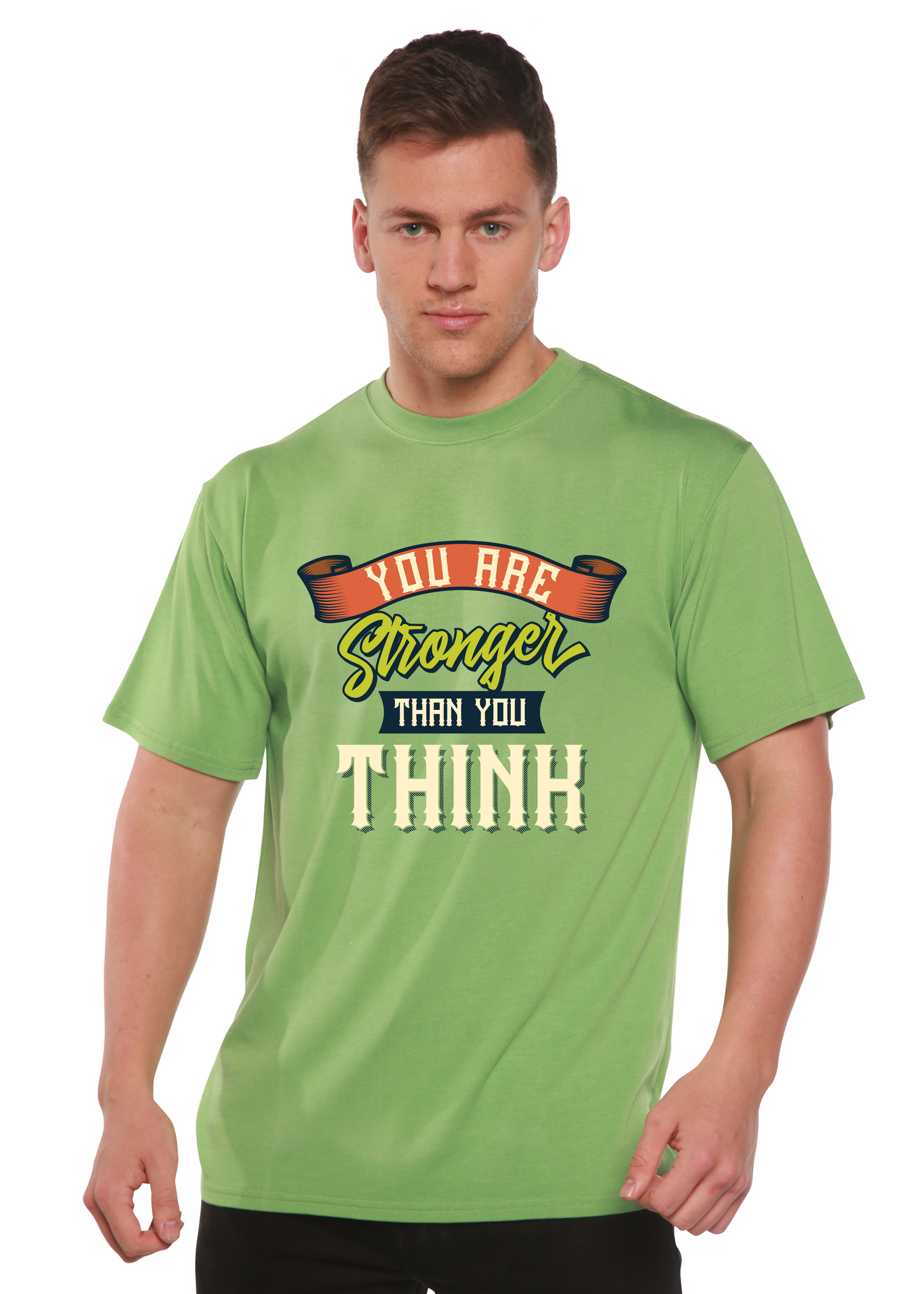 You Are Stronger Than You Think Men's Bamboo Viscose/Organic Cotton Short Sleeve Graphic T-Shirt Spun Bamboo