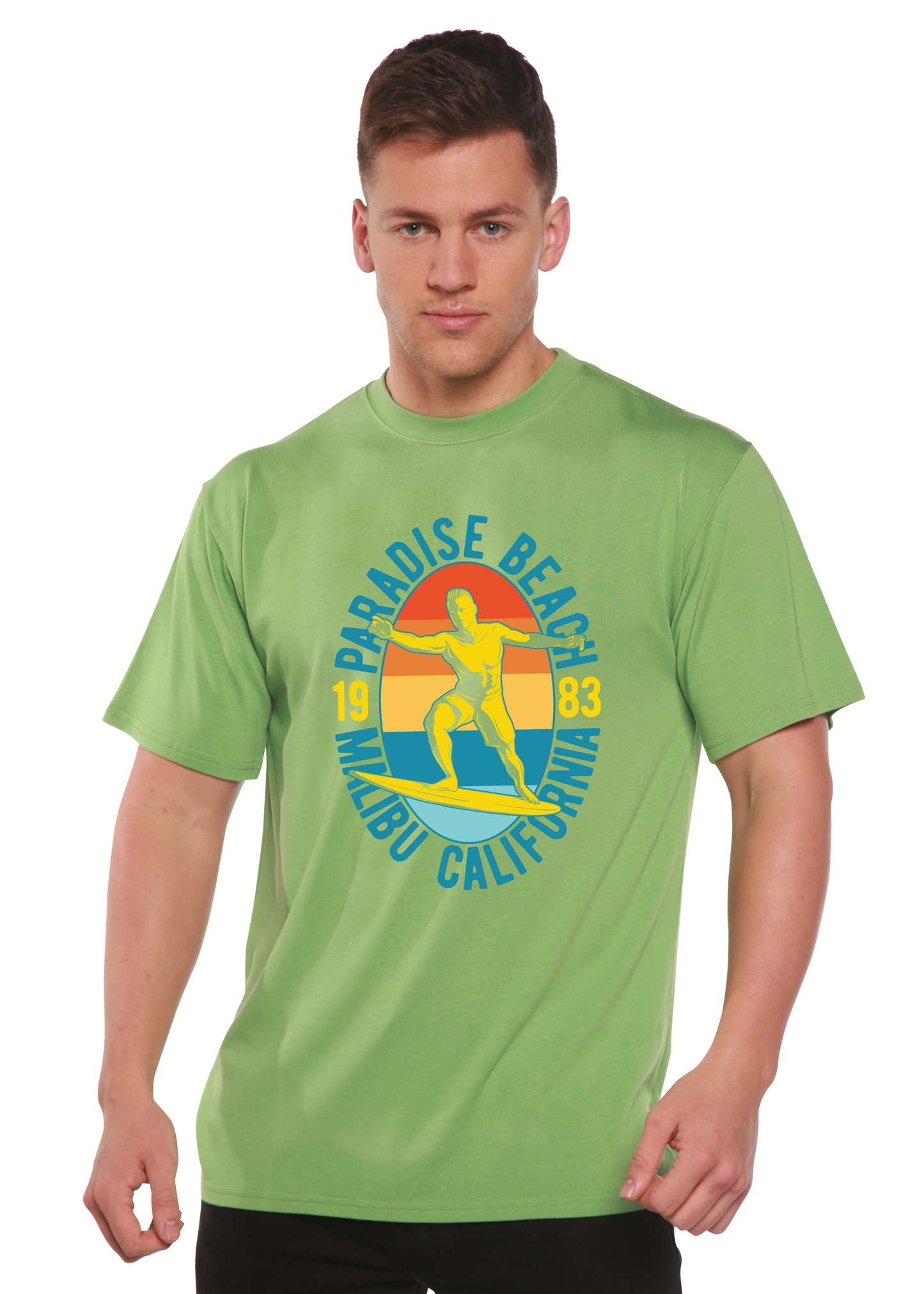 Paradise Beach 1983 Men's Bamboo Viscose/Organic Cotton Short Sleeve Graphic T-Shirt