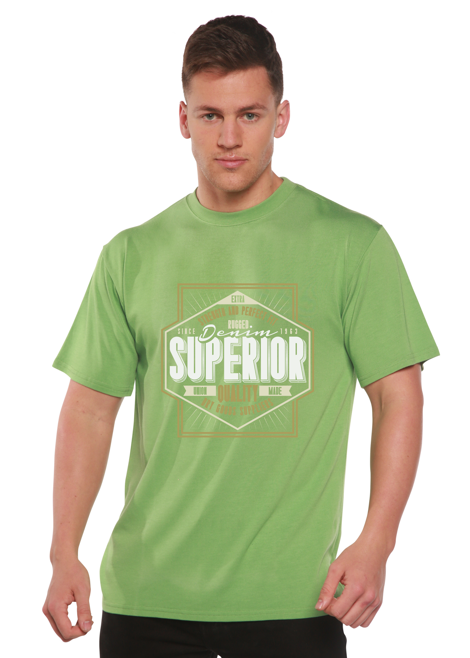 Superior Quality Men's Bamboo Viscose/Organic Cotton Short Sleeve Graphic T-Shirt Spun Bamboo