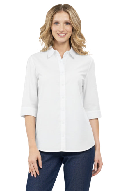 Womens Regular Fit 3/4 Sleeve Button Down Collared Camp Shirt TURTLE BAY APPAREL