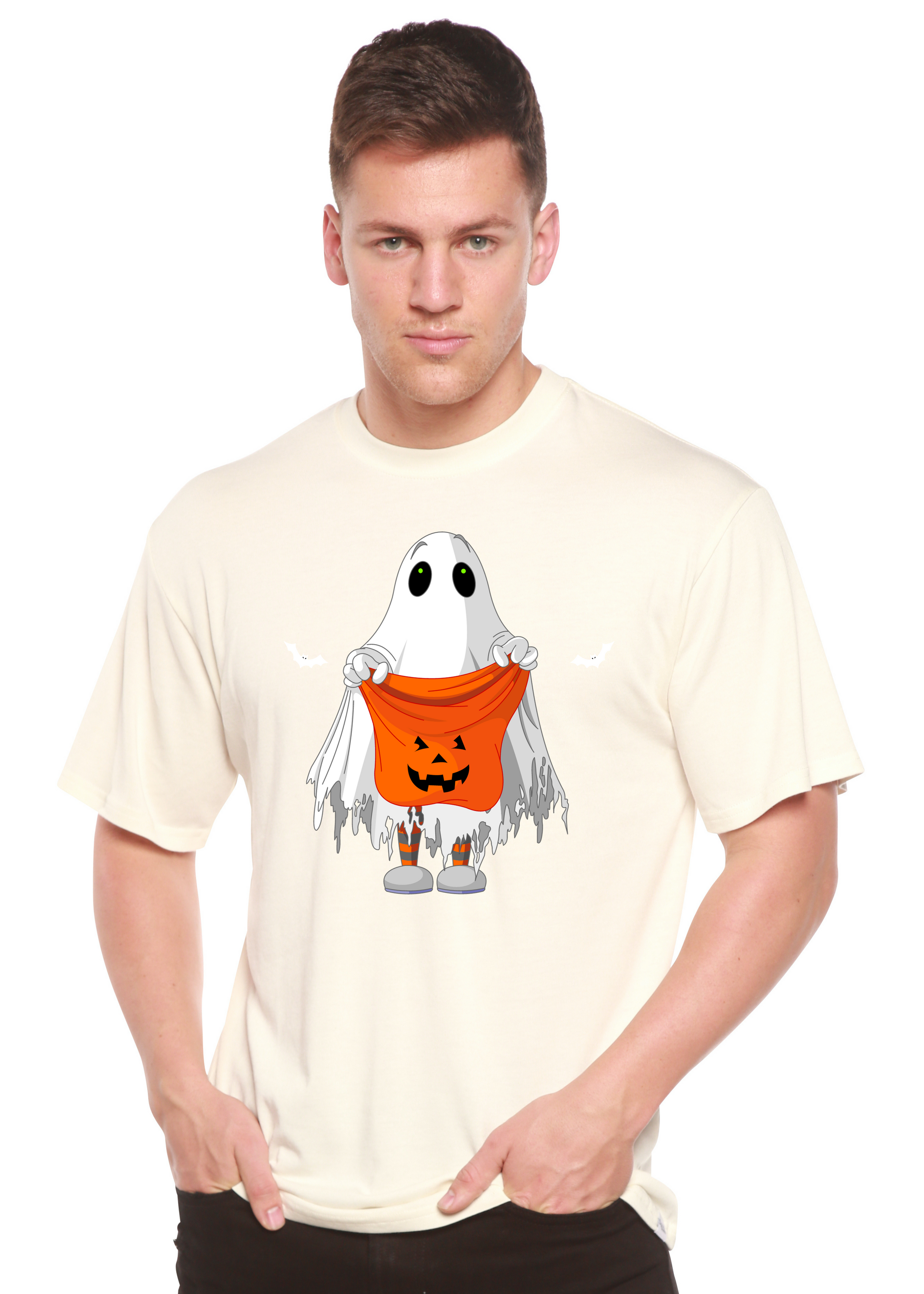 Boo Halloween Men's Bamboo Viscose/Organic Cotton Short Sleeve Graphic T-Shirt Spun Bamboo