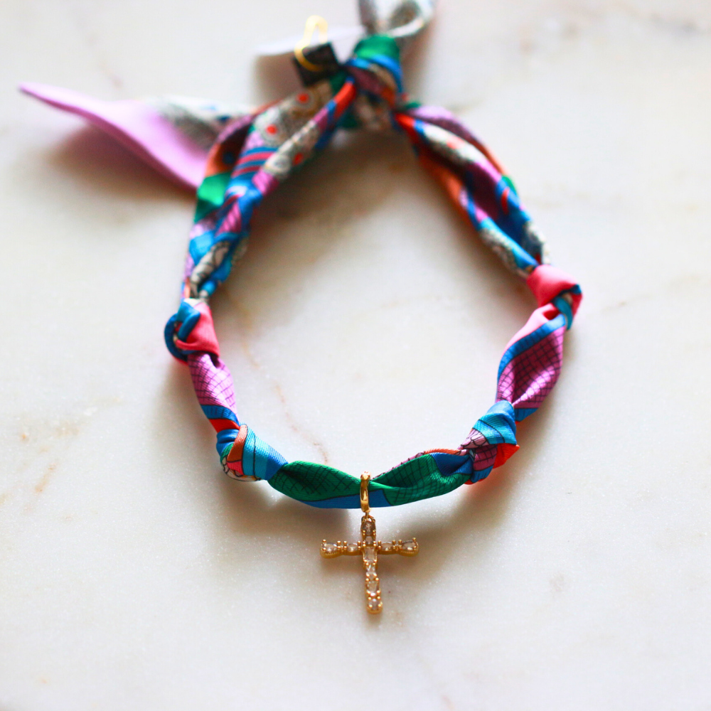 Scarf Necklace Multi Color Pattern Deep South Originals