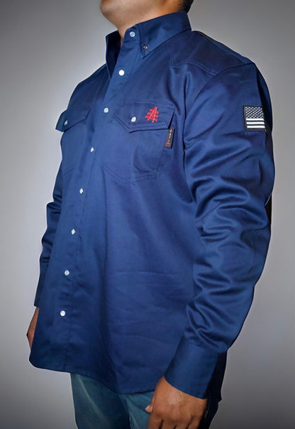 FR Western Style Pearl snap - Navy