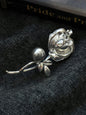 Freshwater Pearl & Alloy Rose Carved Brooch