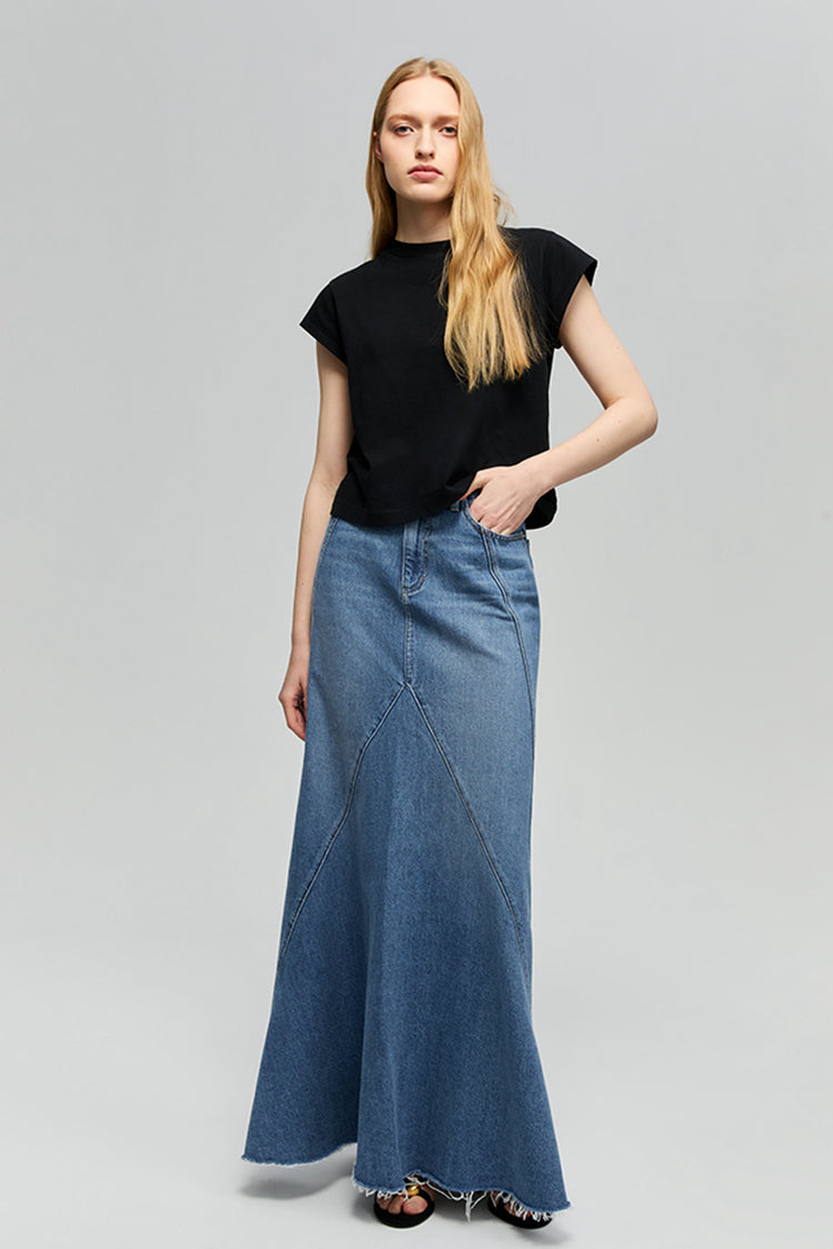 Ocean Wave Denim Skirt HJ821 Hey Joanie
