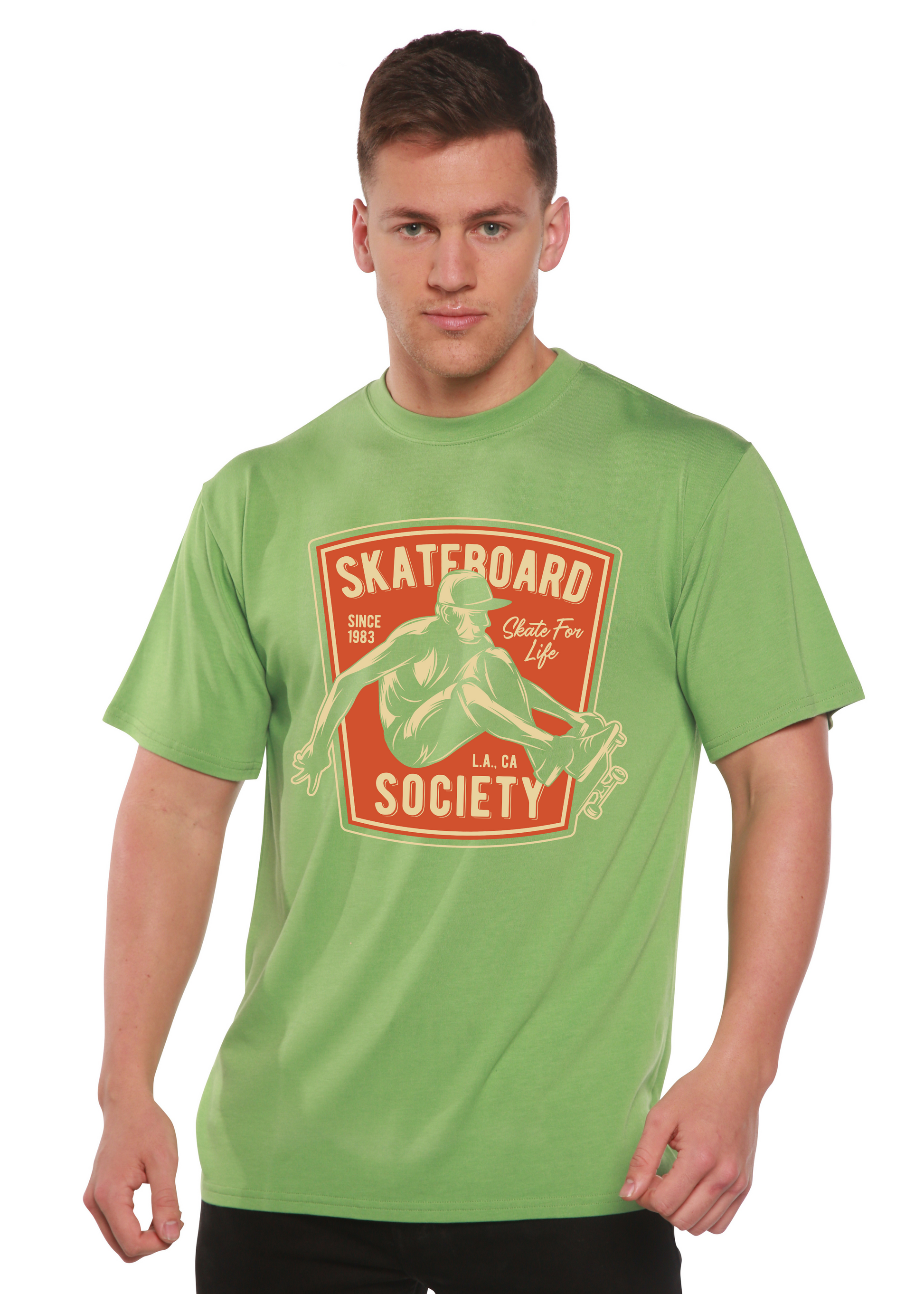 Skateboard Society Men's Bamboo Viscose/Organic Cotton Short Sleeve Graphic T-Shirt Spun Bamboo