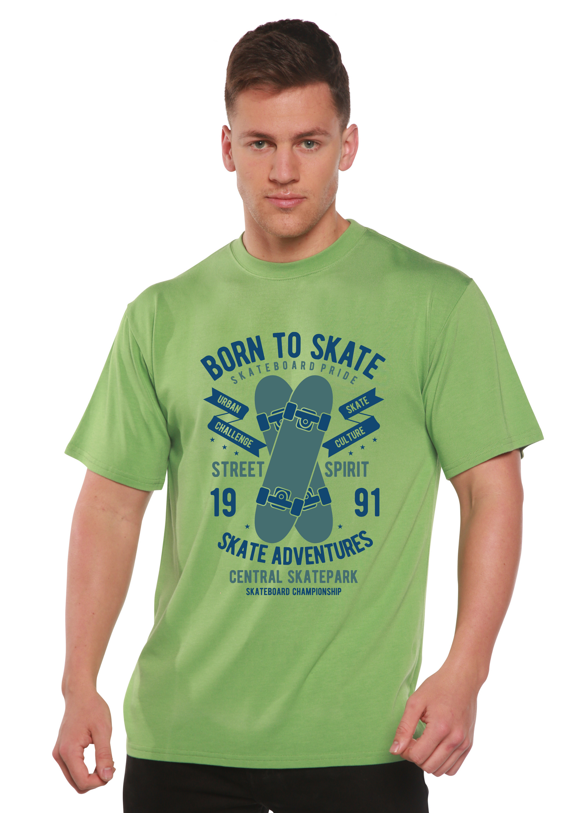 Born To Skate Men's Bamboo Viscose/Organic Cotton Short Sleeve Graphic T-Shirt Spun Bamboo
