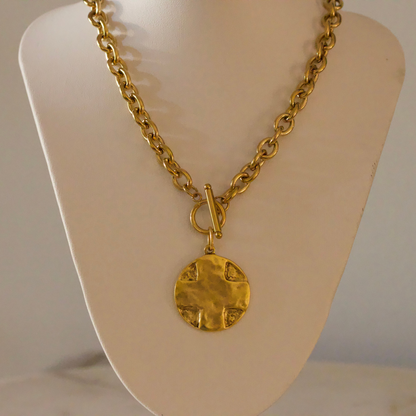 The Lord's Prayer Cross Medallion Toggle Necklace Gold or Silver Deep South Originals