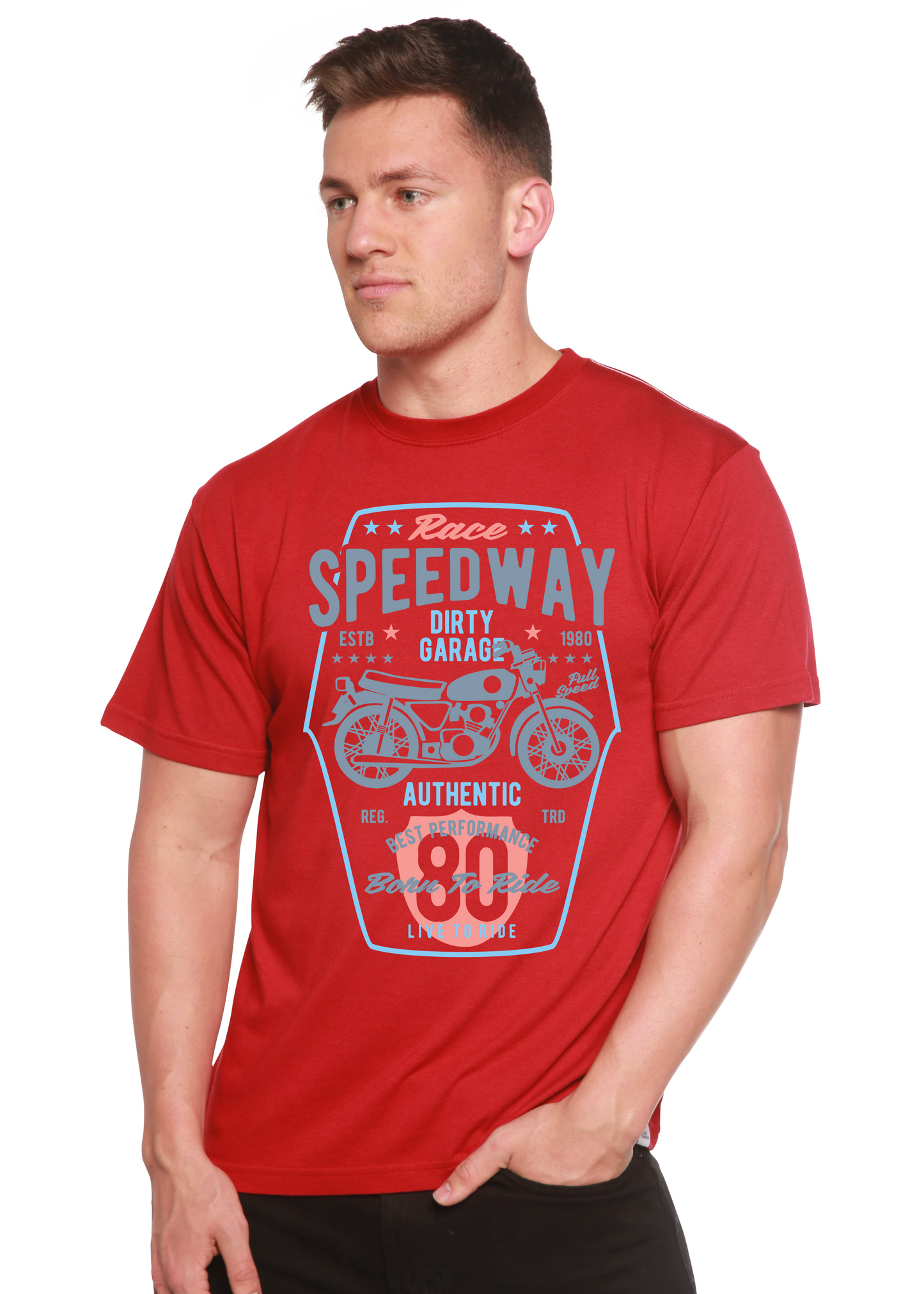 Speedway Motorcycle Spun Bamboo® Men's Bamboo Viscose/Organic Cotton Short Sleeve Graphic T-Shirt Spun Bamboo