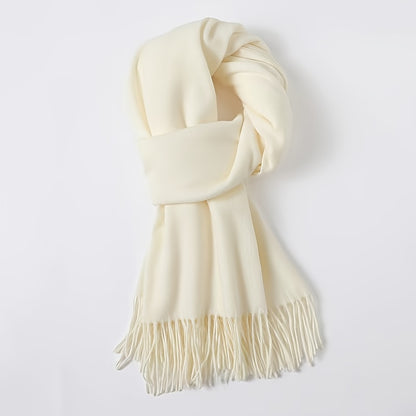Solid Color Tassel Scarf, Hand Wash Only, Elegant Fringe Shawl for Women, Fashion Accessory NovaCart
