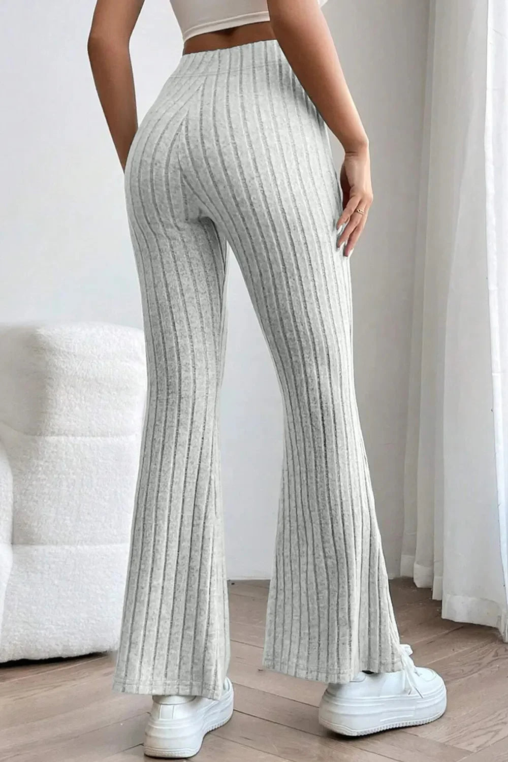 Basic Bae Full Size Ribbed High Waist Flare Pants New Era Fashion LLc