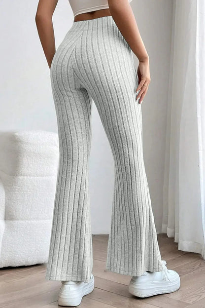 Basic Bae Full Size Ribbed High Waist Flare Pants New Era Fashion LLc