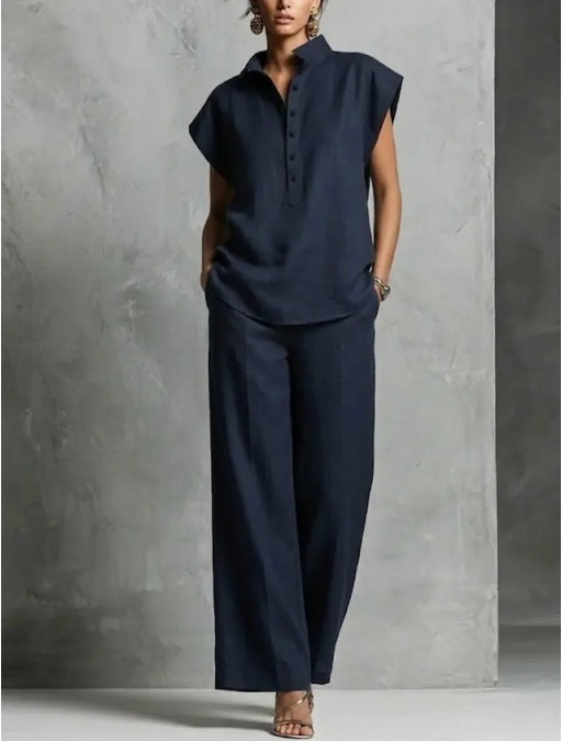 Women's Casual Sleeveless Top & Full-Length Pants Two-Piece Set FitiqueFit