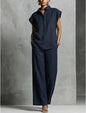 Women's Casual Sleeveless Top & Full-Length Pants Two-Piece Set FitiqueFit