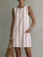 Women's Striped Color-Block Sleeveless Mini Dress – Loose Fit FitiqueFit