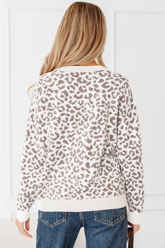 Leopard Drop Shoulder Chunky Cardigan Sweater Shop Style & More | Fresh Looks, Everyday Deals & Free Shipping
