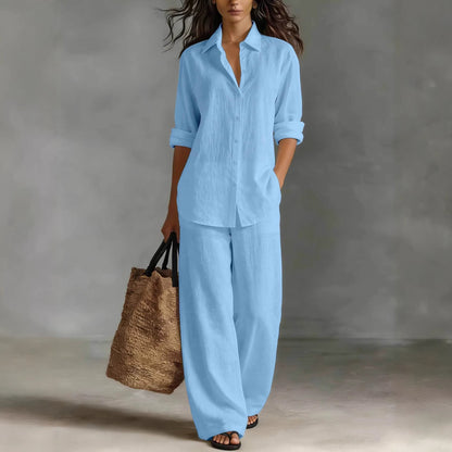 Women's Bohemian Cotton-Linen Top & Pants Set – Resort Lounge Co-ord FitiqueFit